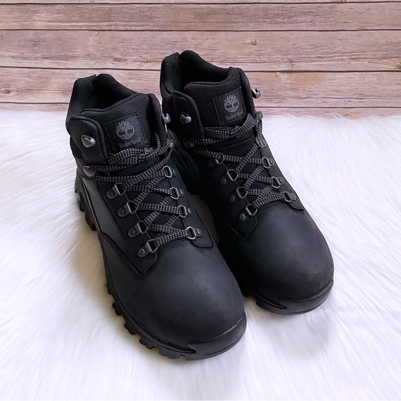 Timberland Men’s Keele Ridge Waterproof Mid Hiker Boots In Black - Picture 6 of 7